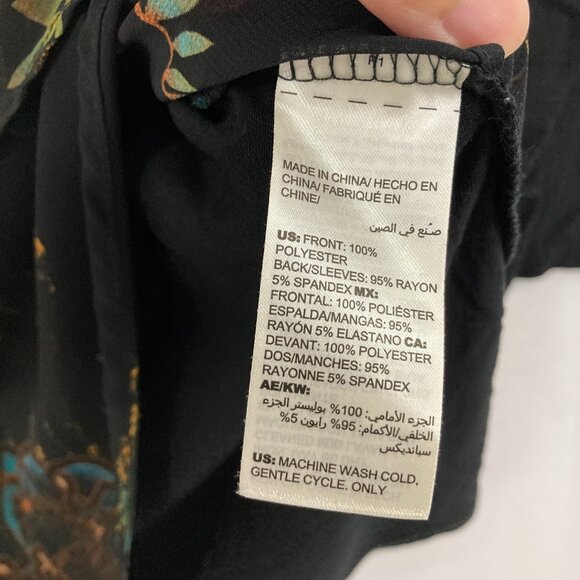 Chico's size Large/2 Black Multi Color Artsy Chiffon Layered Blouse Romantic - Picture 7 of 9